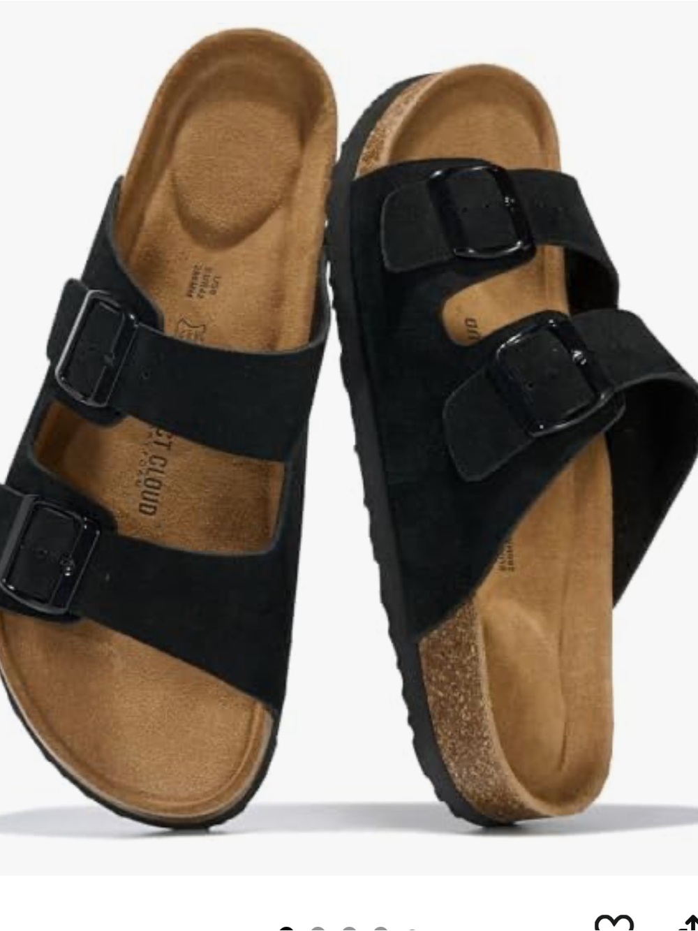 Black Two-Strap Footbed Sandals with Buckles - Men's